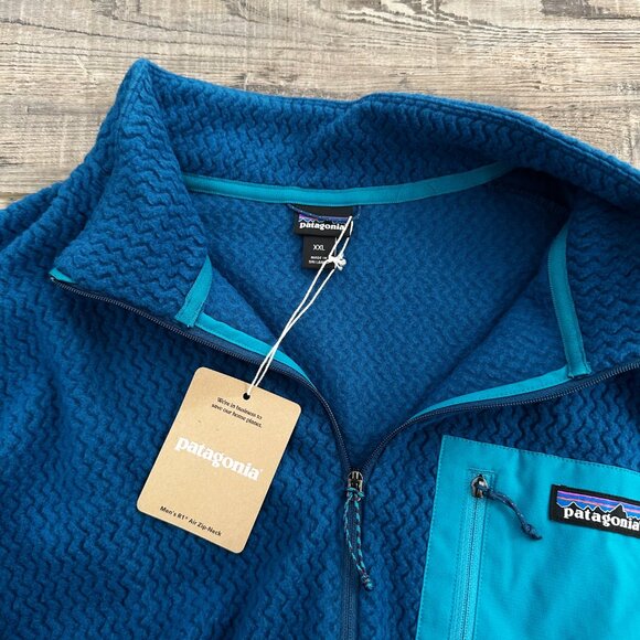NWT Patagonia Men's R1 Air Zip Neck Fleece Pullover 2XL Lagom Blue Lightweight - Picture 12 of 14